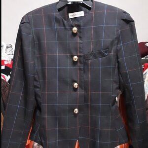304 -Audrey Celine Women SZ 3/4 Black Plaid  Blazer  RN 72546
